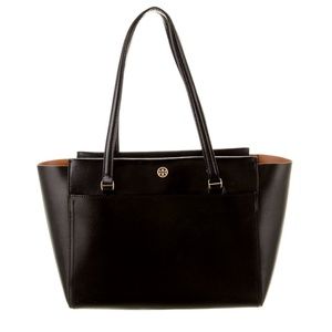 Tory Burch black Leather Tote Bag EUC